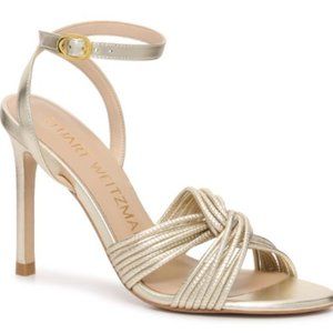 Stuart Weitzman Twist 95 Sandal in Platino Gold Size 7. Never Been Worn!